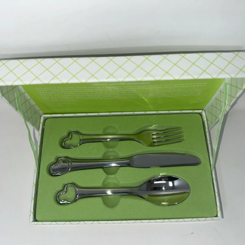 Oneida Set 3 Child 18/10 Stainless Steel Duckling Spoon‎ Knife Fork New